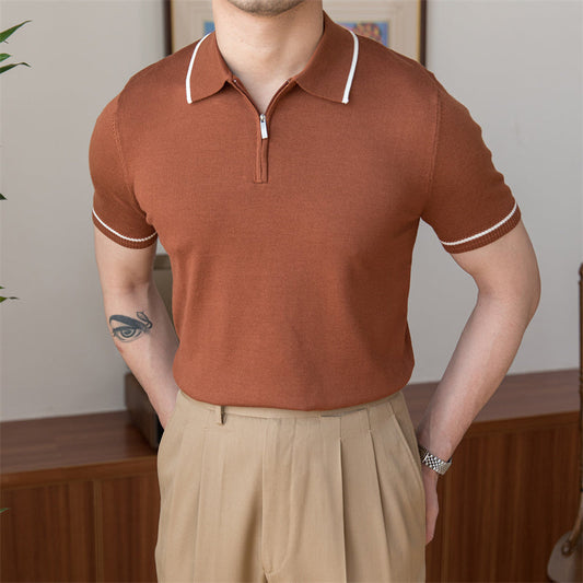 Men's Slim-Fit Knitted Retro Polo Shirt – Versatile Classic Style