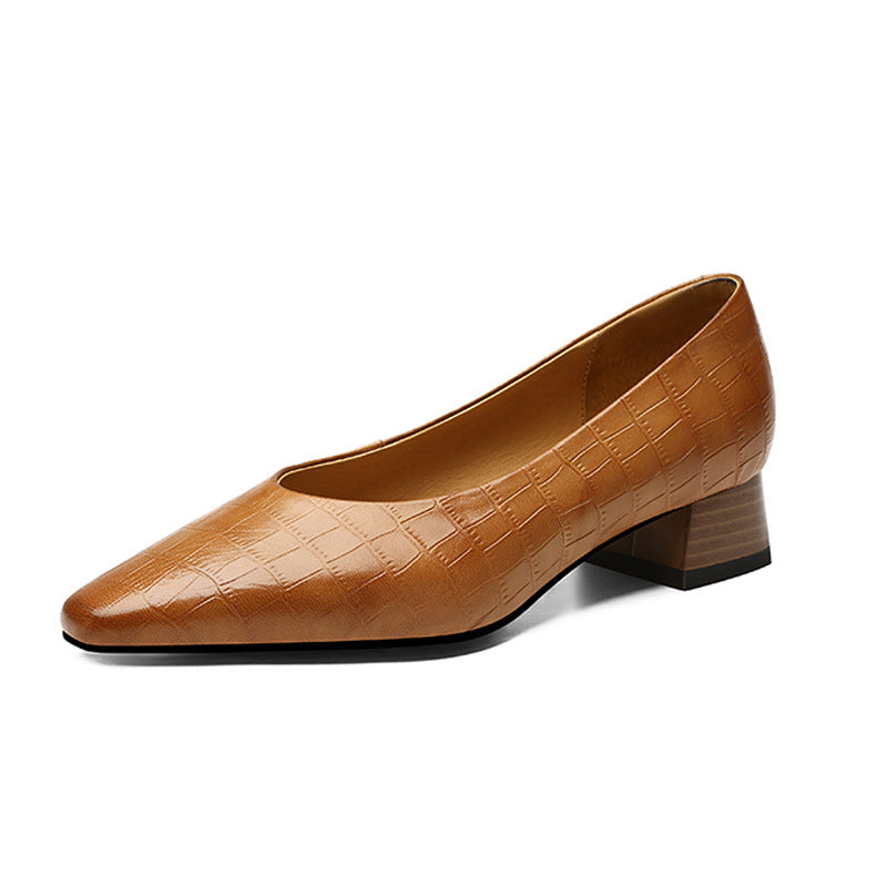 Zapatos de Mujer de Punta – Diseño con Tacón Bajo y Grueso