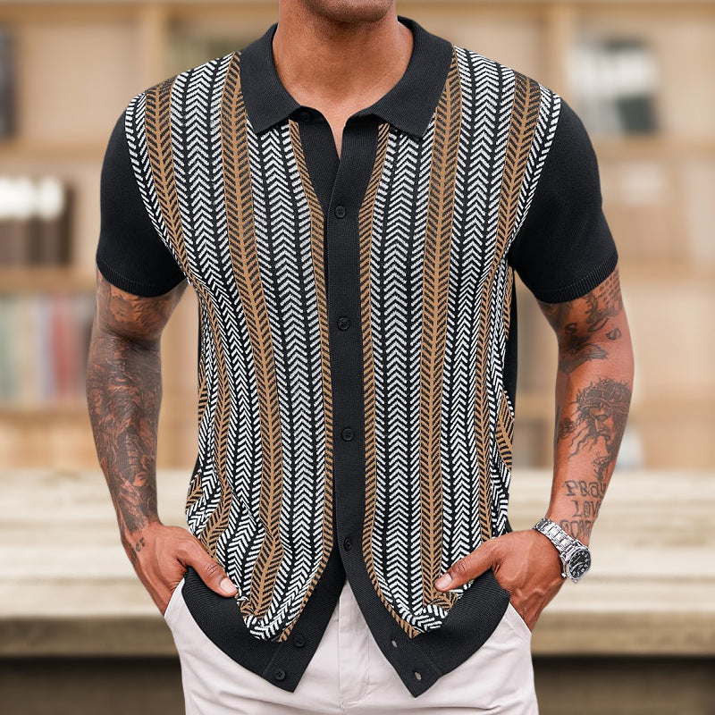 Camisa Casual Jacquard para Hombre – Textura a Rayas con Estilo Sin Esfuerzo