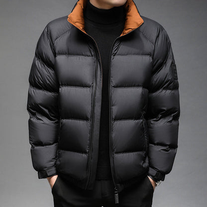 Men's Short Jacket in Solid Color – Lightweight and Casual Polyester Coat