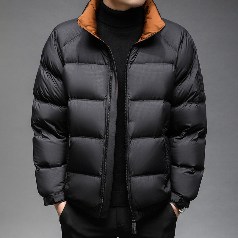Chaqueta Corta de Hombre en Color Sólido – Abrigo Ligero y Casual de Poliéster