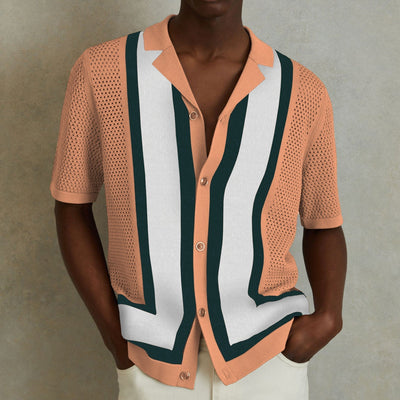 Camiseta de Punto de Hombre a Rayas con Contraste – Estilo Veraniego Fresco