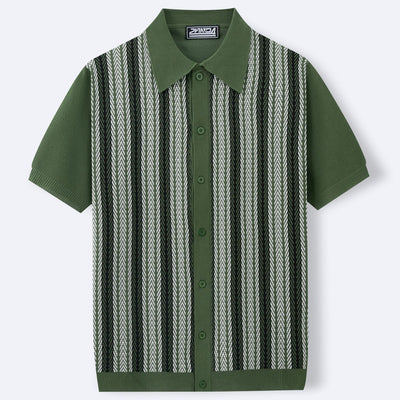 Camisa Casual Jacquard para Hombre – Textura a Rayas con Estilo Sin Esfuerzo