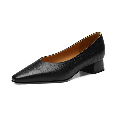 Zapatos de Mujer de Punta – Diseño con Tacón Bajo y Grueso