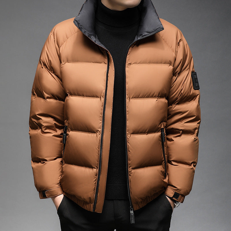 Chaqueta Corta de Hombre en Color Sólido – Abrigo Ligero y Casual de Poliéster