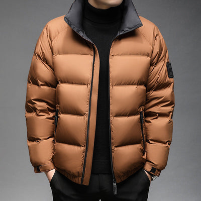 Chaqueta Corta de Hombre en Color Sólido – Abrigo Ligero y Casual de Poliéster