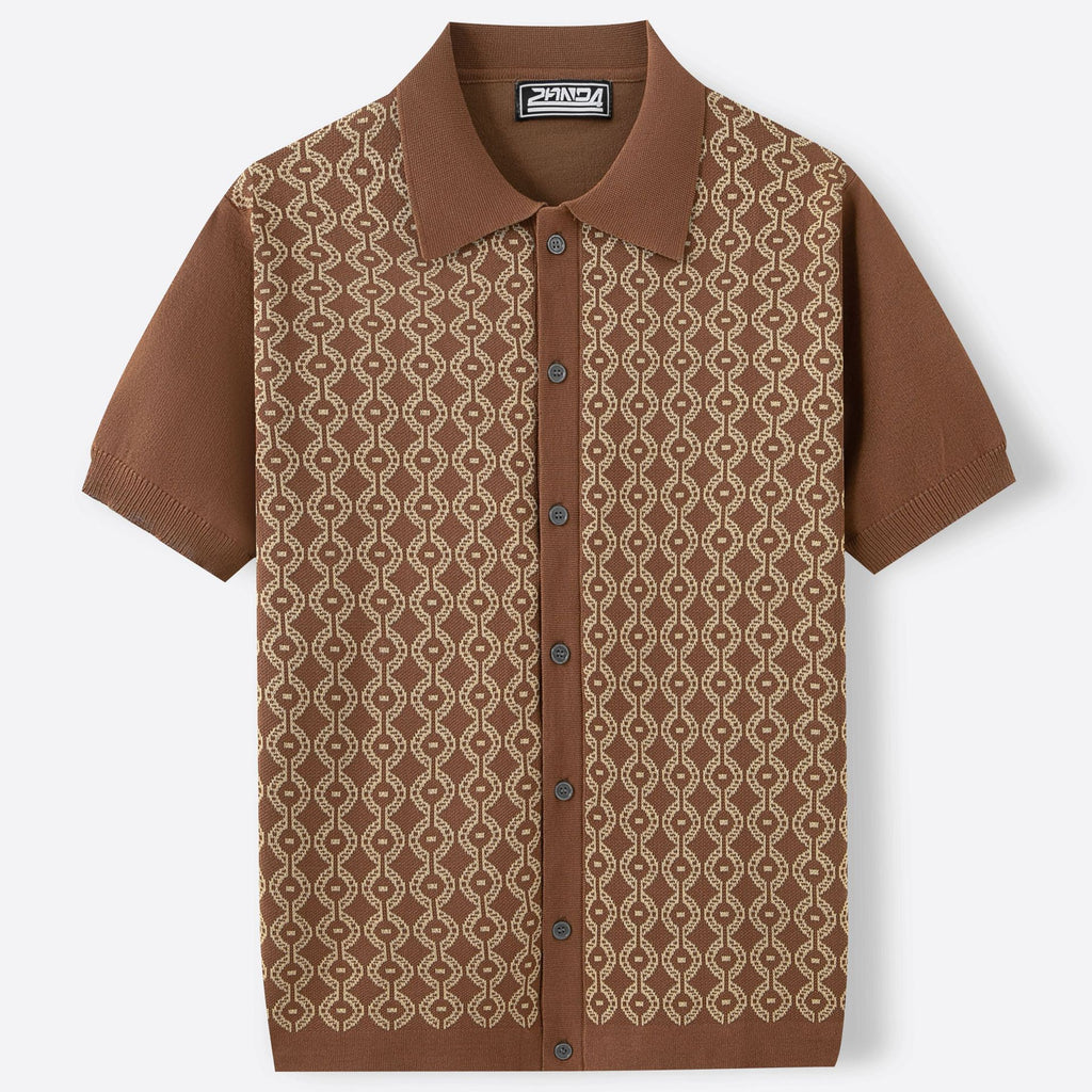 Camisa de Verano para Hombre en Tencel – Textura Jacquard con Solapa y Mangas Cortas