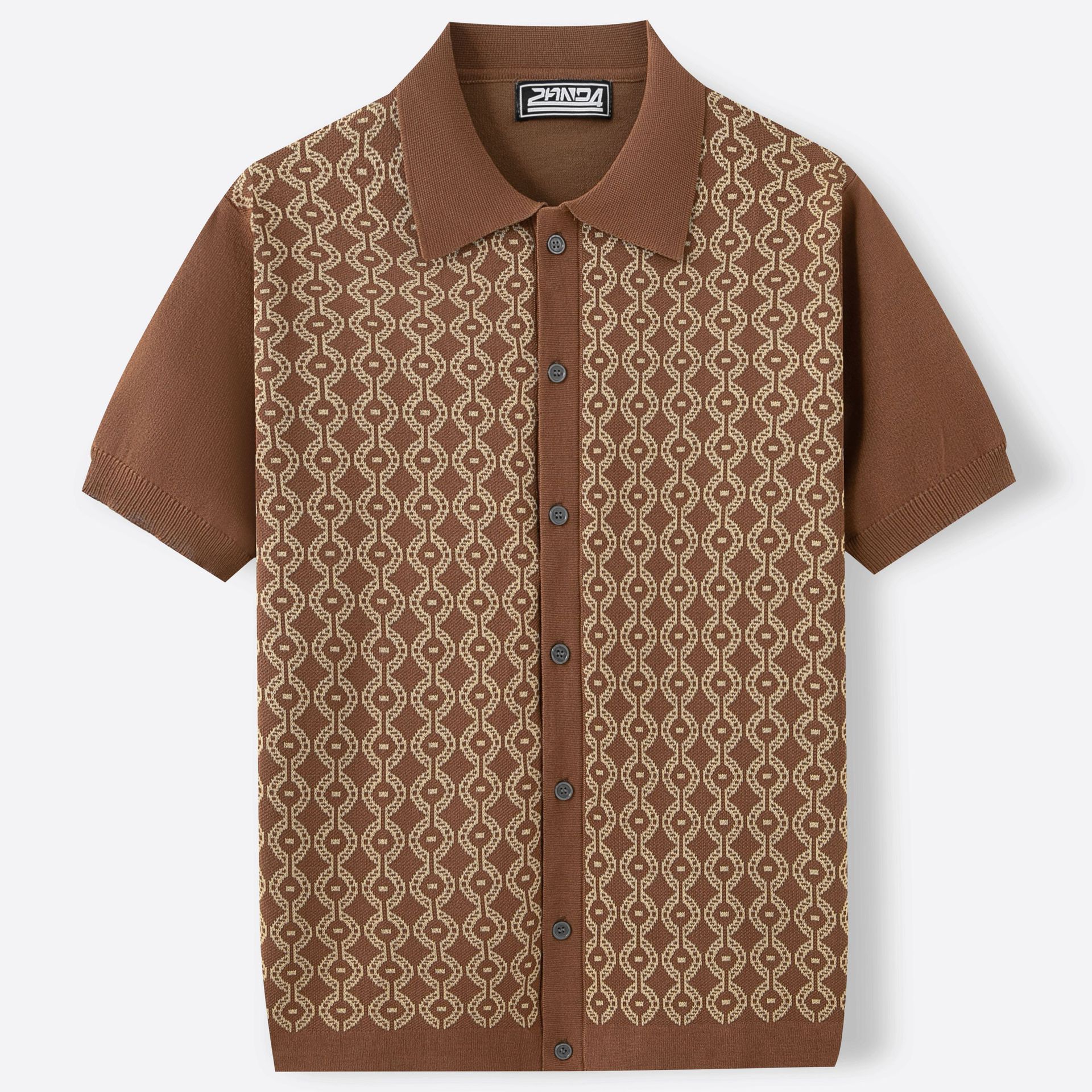 Camisa de Verano para Hombre en Tencel – Textura Jacquard con Solapa y Mangas Cortas