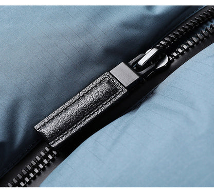 Men's Short Jacket in Solid Color – Lightweight and Casual Polyester Coat