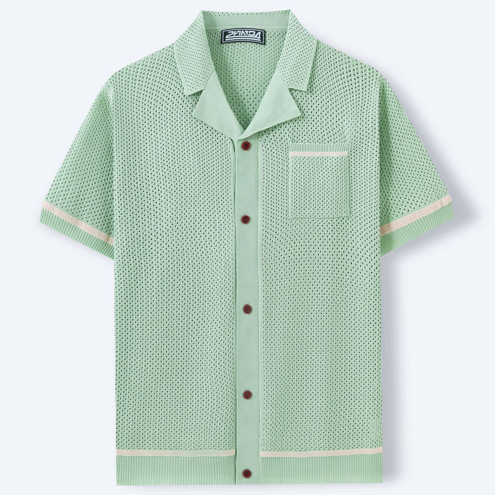 Camiseta de Punto de Verano para Hombre – Cuello Cubano y Mangas Cortas Frescas