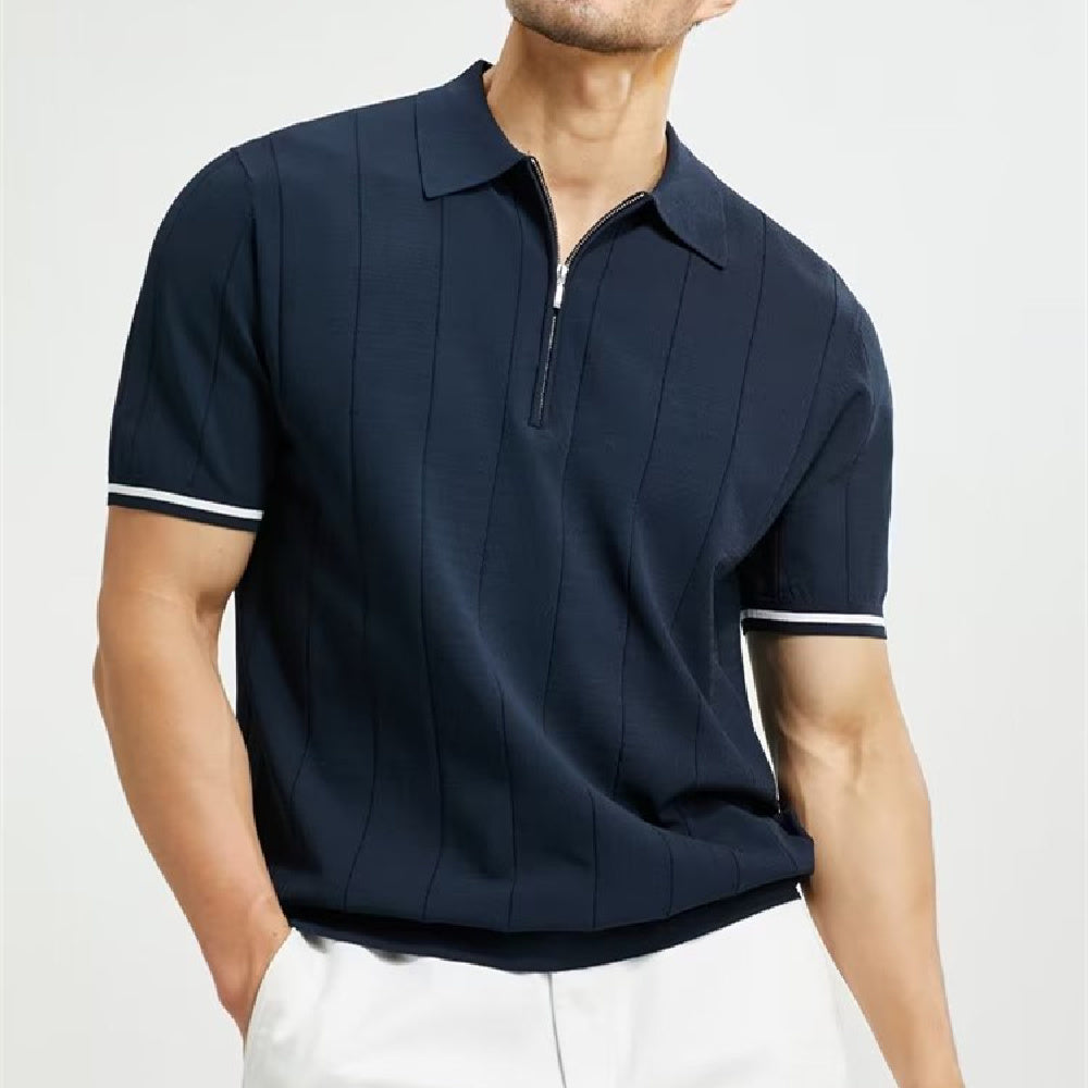 Polo de Verano para Hombre con Cremallera – Camisa de Manga Corta y Cuello de Solapa a la Moda