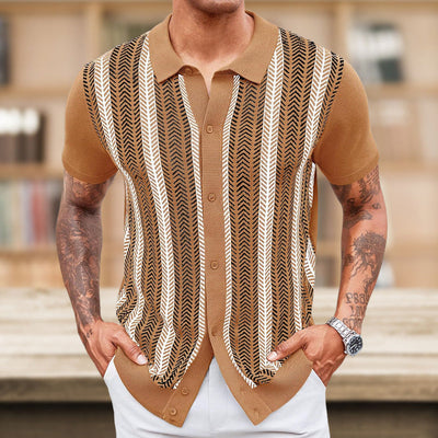 Camisa Casual Jacquard para Hombre – Textura a Rayas con Estilo Sin Esfuerzo