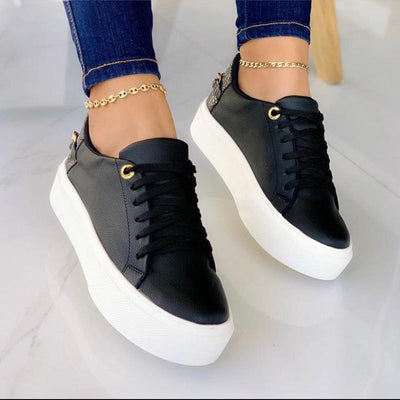Zapatillas Planas de Mujer con Cadena y Cordones – Calzado Deportivo Casual