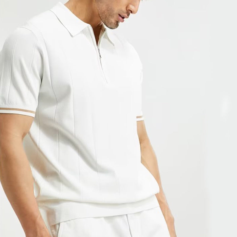 Polo de Verano para Hombre con Cremallera – Camisa de Manga Corta y Cuello de Solapa a la Moda