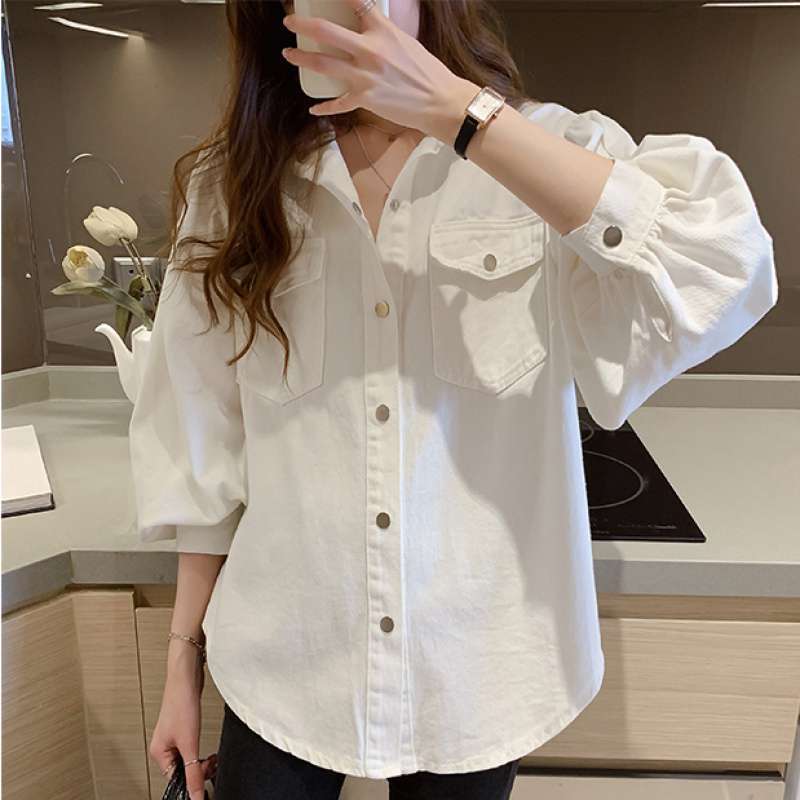 Camisa de Mujer de Manga Larga para Primavera – Color Sólido con Bolsillos