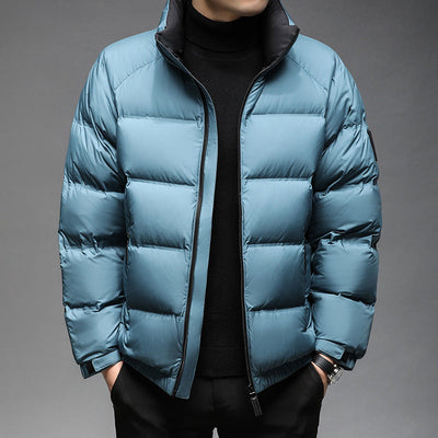 Chaqueta Corta de Hombre en Color Sólido – Abrigo Ligero y Casual de Poliéster