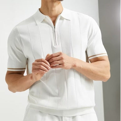 Polo de Verano para Hombre con Cremallera – Camisa de Manga Corta y Cuello de Solapa a la Moda