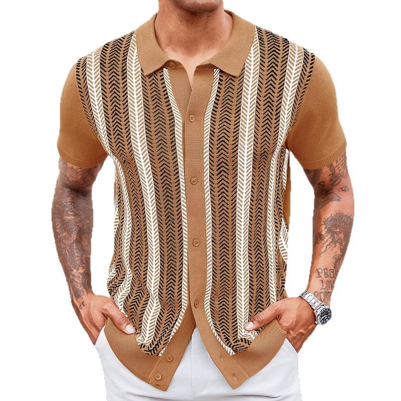 Camisa Casual Jacquard para Hombre – Textura a Rayas con Estilo Sin Esfuerzo
