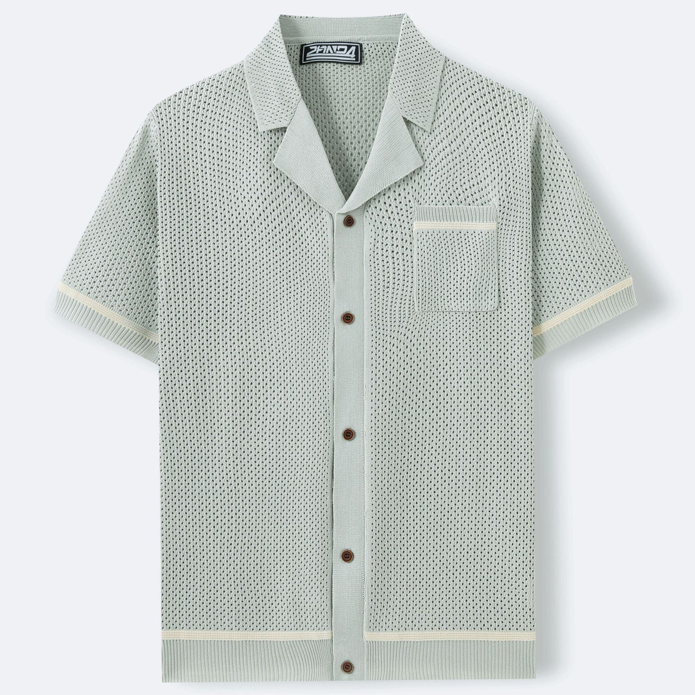 Camiseta de Punto de Verano para Hombre – Cuello Cubano y Mangas Cortas Frescas