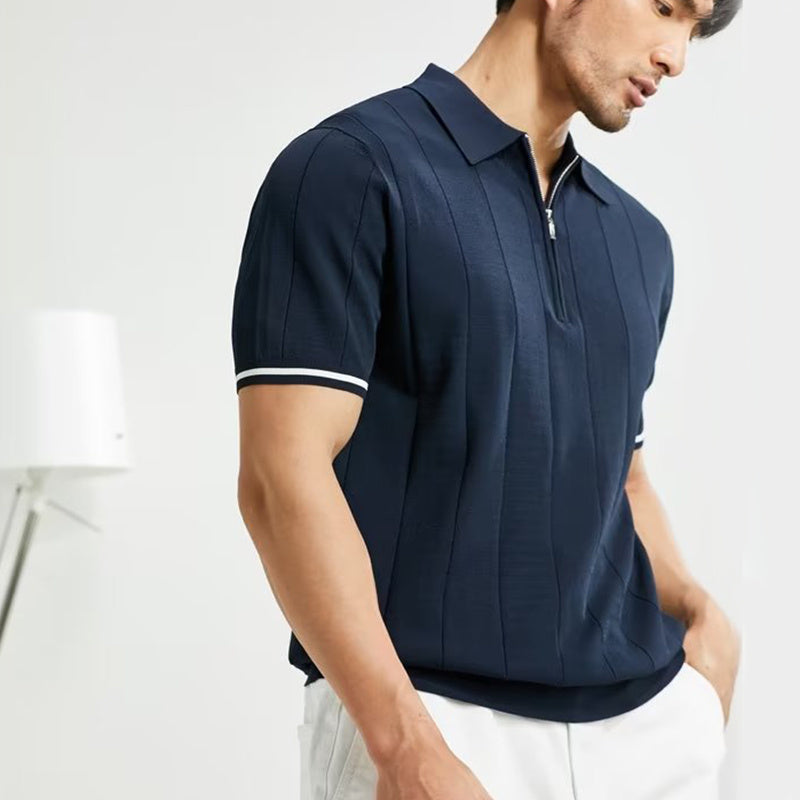 Polo de Verano para Hombre con Cremallera – Camisa de Manga Corta y Cuello de Solapa a la Moda