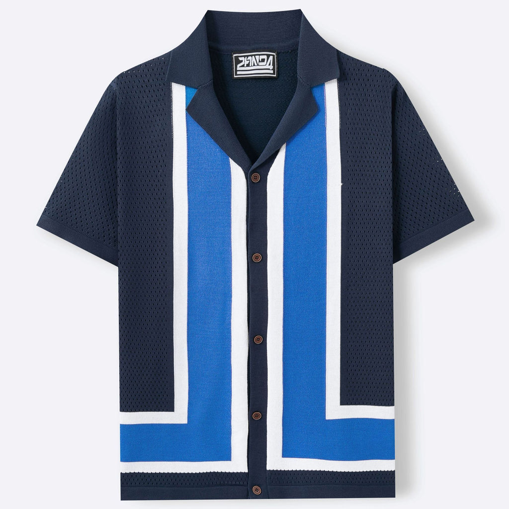 Camiseta de Punto de Hombre a Rayas con Contraste – Estilo Veraniego Fresco