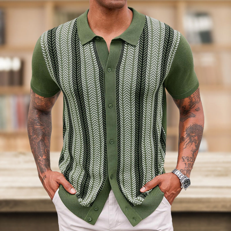 Camisa Casual Jacquard para Hombre – Textura a Rayas con Estilo Sin Esfuerzo