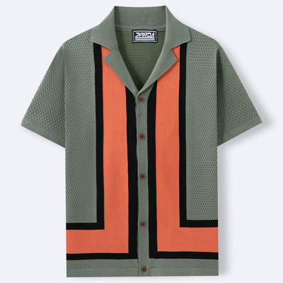 Camiseta de Punto de Hombre a Rayas con Contraste – Estilo Veraniego Fresco