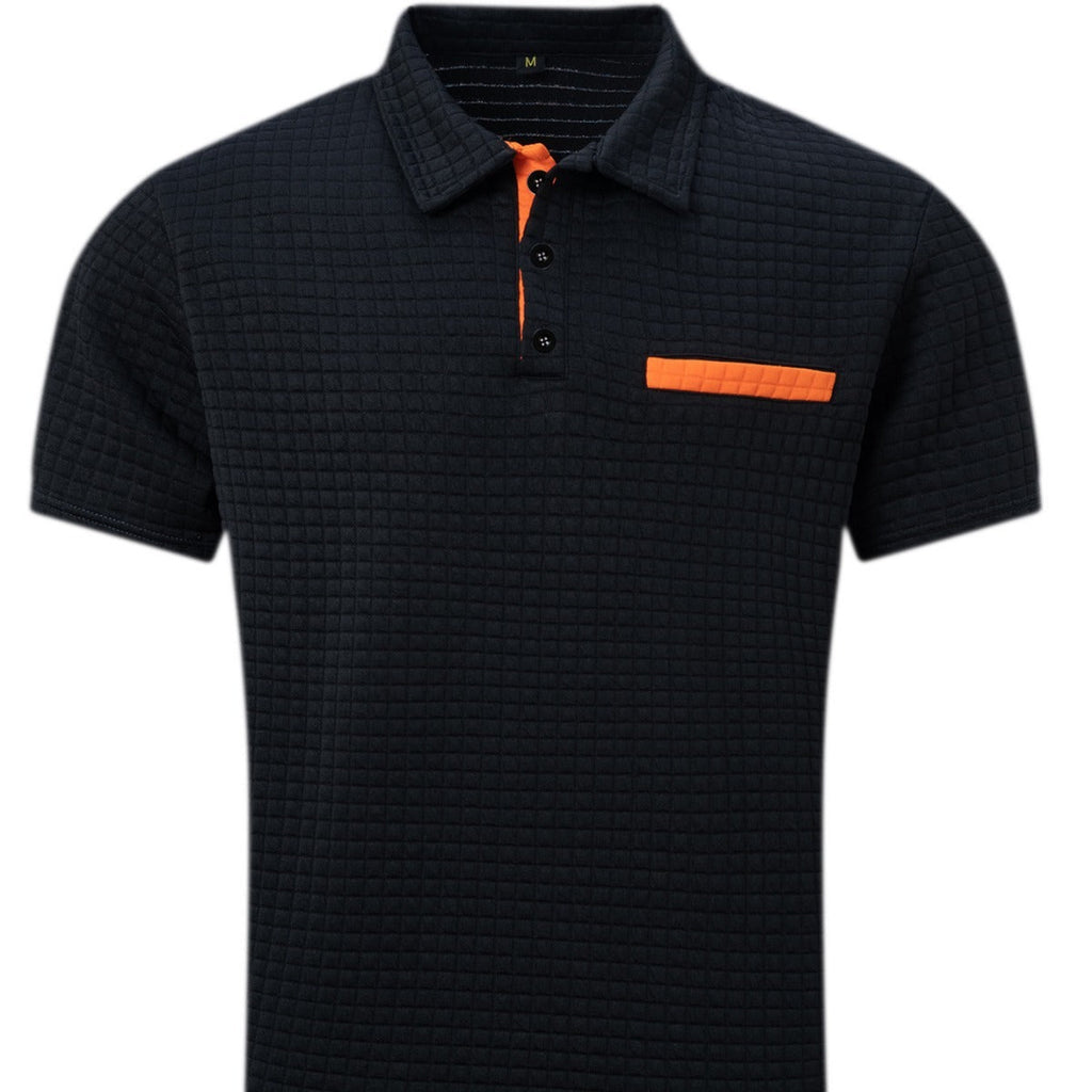 Polo Deportivo para Hombre con Cuadros Jacquard y Botones