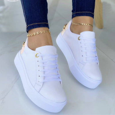 Zapatillas Planas de Mujer con Cadena y Cordones – Calzado Deportivo Casual